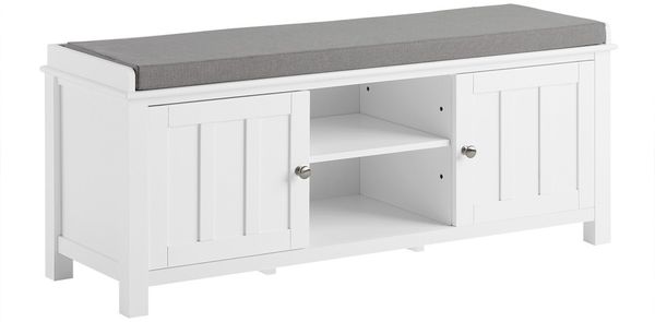 SoBuy FSR35-W Schuhbank, MDF, Lackiert, Weiß, 105 x 43 x 35 cm