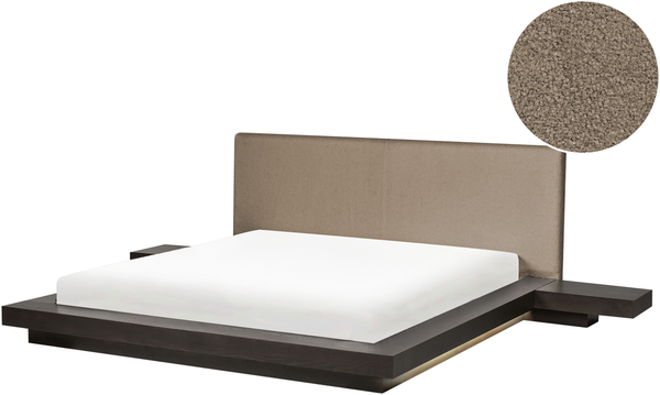 Bett mit LED Bouclé ZEN 160x200 cm Dunkle Esche