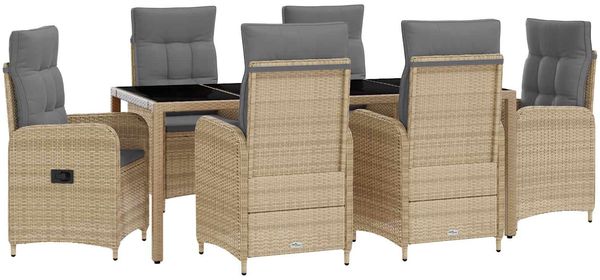vidaXL Outdoortisch-Set 7 pcs Beige und Hellgrau 190 x 90 x 75 cm 3422342