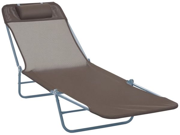 Outsunny Gartenliege Sonnenliege Zweibeinliege 4 Farben, Bäderliege, 1 St, Relaxliege, Braun 182L x 56B x 28H cm