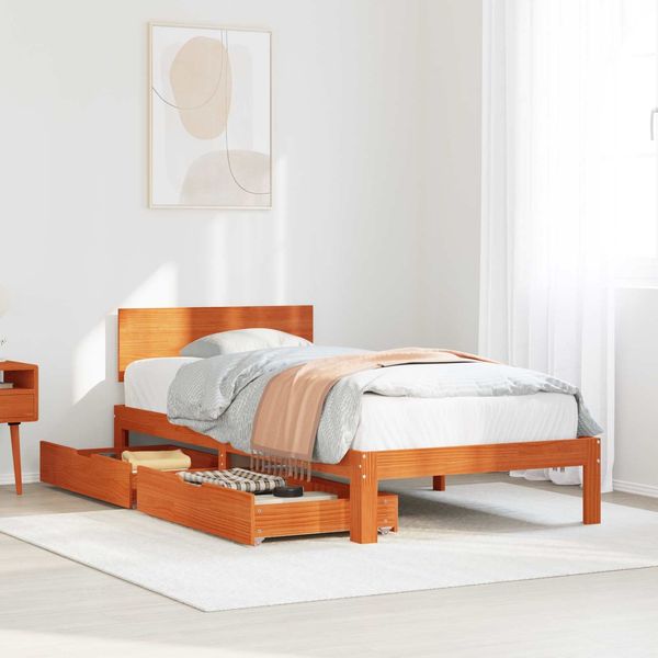 vidaXL Bettrahmen Wachsbraun 70 x 190 cm Massivholz Kiefer 3422783