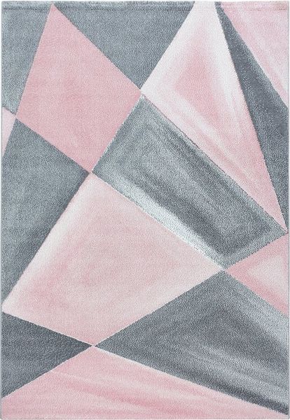 Teppium Teppich Geometrisch Design, Rechteckig, Höhe: 10 mm, Modern Kurzflor Teppiche Geometrisch Design Rosa Teppich Wohnzimmer