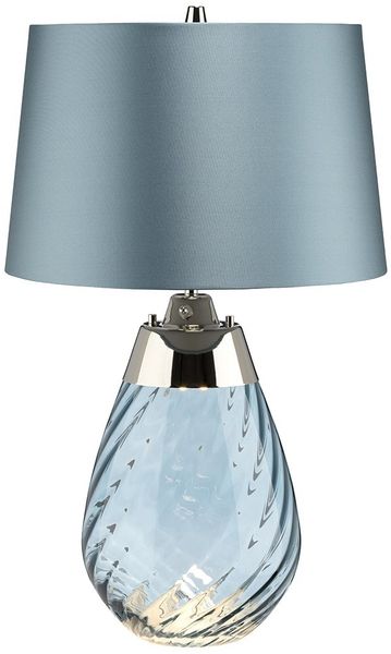 Elstead Lighting Lena Tischleuchte Small 2-Light Blau Nickel Stoffschirm Blau 61cm