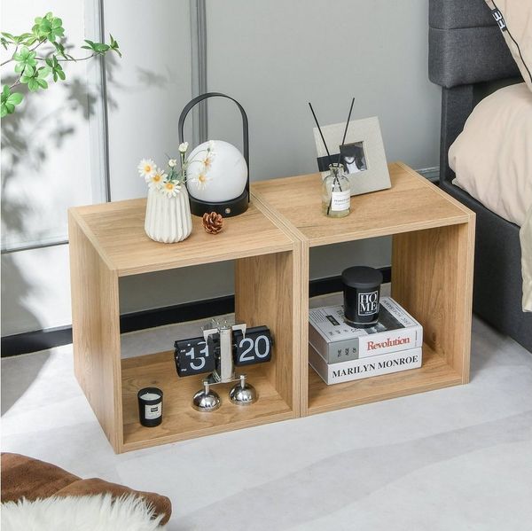 COSTWAY Bücherregal 2er Set Würfelregalen, 2-tlg, stapelbar, mit 2 Fächern