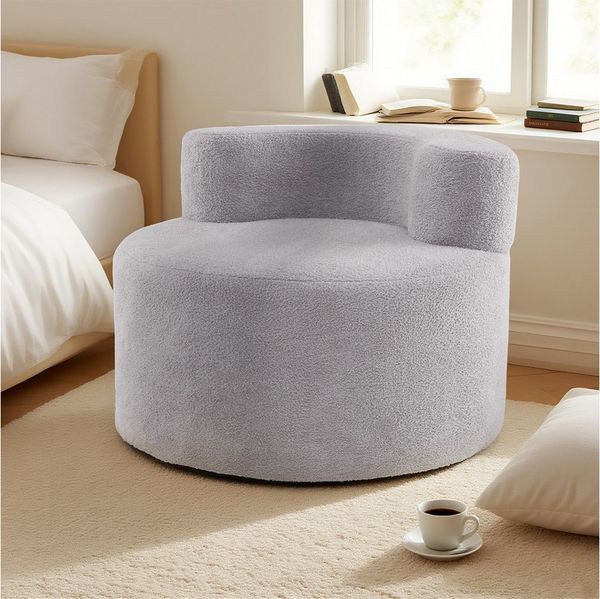 KOMFOTTEU Sofa, Einzelsofa mit weichem Teddyfleece & geschwungener Rückenlehne