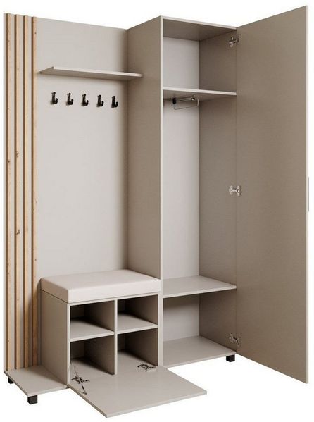 Beautysofa Garderoben-Set Livia – Design, Funktion und Ordnung in Perfektion, (Geräumiger Schuhschrank, mit praktischer Kleiderstange)