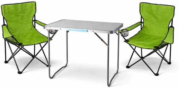 3-teiliges Campingmöbel Set Tisch 80x60x68cm + Campingstühle