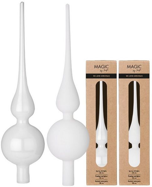 MAGIC by Inge Christbaumspitze, Christbaumspitze Glas 28cm 1 Stück matt / glänzend sort. - Pure White