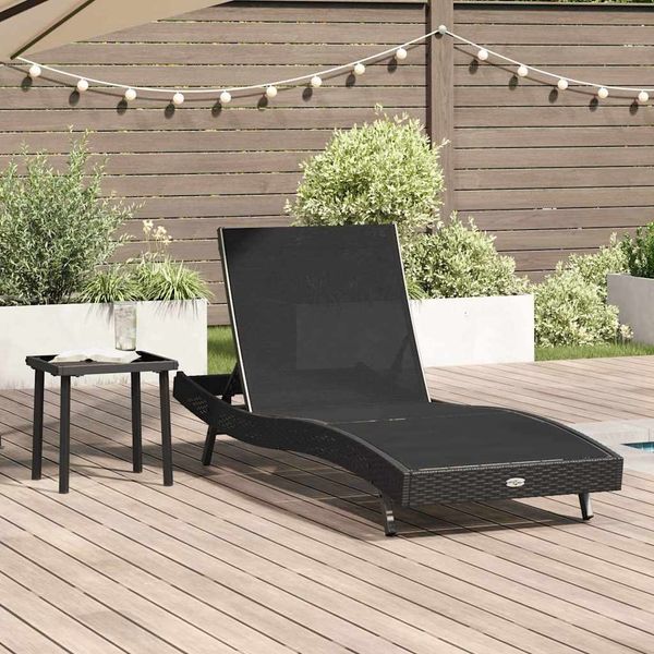 Sonnenliege 2 pcs, Gartenliege Schwarz Poly-Rattan