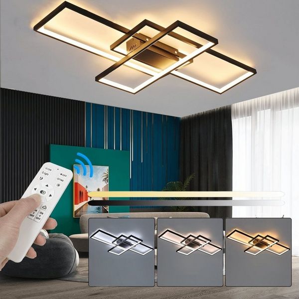 LETGOSPT Deckenleuchte 60W LED Deckenleuchte Dimmbar Modern Deckenlampe Wohnzimmerlampe 90cm, LED fest integriert, Kaltweiß, Naturweiß, Warmweiß, Geometrisch Wandlampe Multifunktional Deckenbeleuchtung