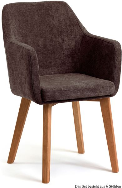 Armlehnstuhl (6er-Set) Darleen 57x87x60 Eiche geölt/Braun