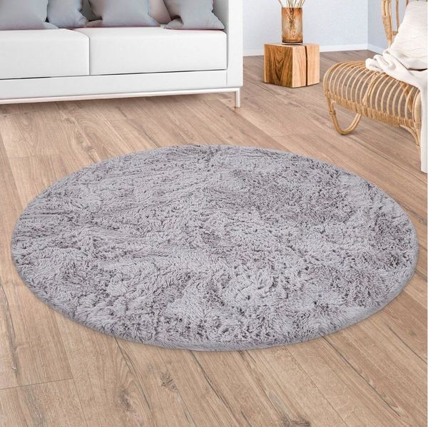 Paco Home Hochflor-Teppich Silky 591, rund, Höhe: 37 mm, Uni Farben, besonders weich und kuschelig