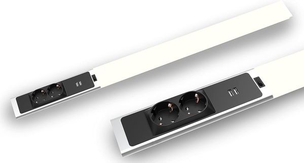 BOLD LED Küchen-Unterbauleuchte (Unterschrank-Leuchte) mit 2 Steckdosen und 2 USB-A Anschlüsse (1500 Lumen | 18 W | 4000k Neutralweiß | IP20 | 80 cm Länge), Silber