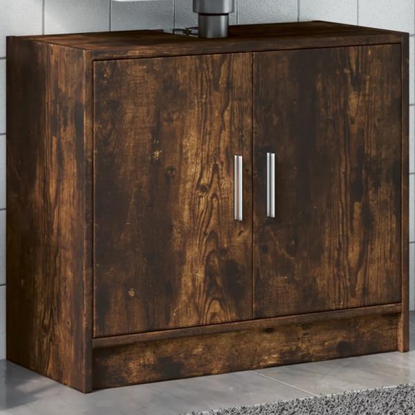 vidaXL Waschbeckenschrank Räuchereiche 63x29x55 cm Holzwerkstoff 848098