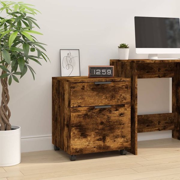 vidaXL Mobiler Aktenschrank mit Rollen Räuchereiche 45x38x54 cm 817135