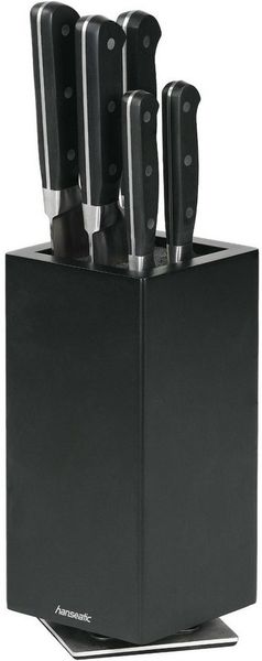 Hanseatic Magnet-Messerblock hanseatic PREMIUM, aus Holz, Messerblock Set, 6-tlg. (6tlg), elegantes Design, herausnehmbarer Borsteneinsatz, 360-Grad-drehbar
