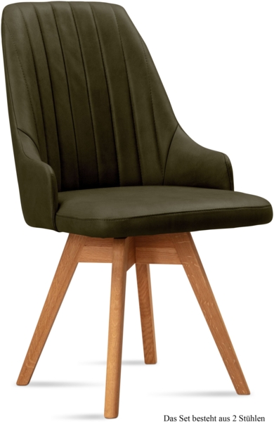 Esszimmerstuhl drehbar (2er-Set) Dotti 52 x 91 x 60 Eiche geölt/Khaki