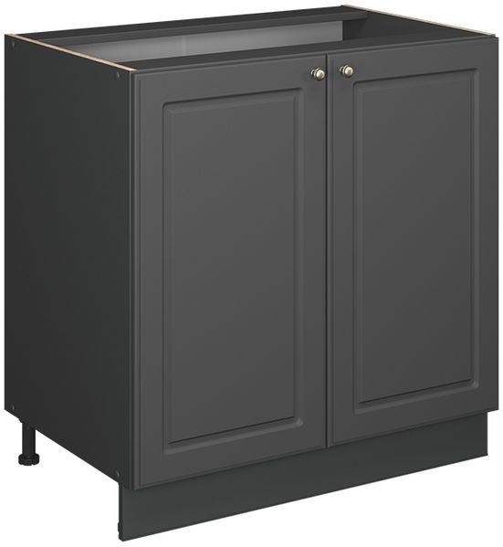 Spülenunterschrank Fame-Line Anthrazit-Gold Landhaus 80 cm mit Regal, ohne Arbeitsplatte Vicco