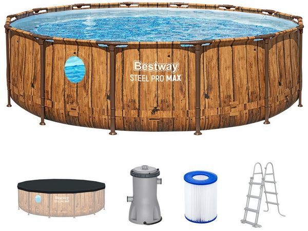 Bestway Framepool Steel Pro MAX™ Splashview™ (Set, Inkl. Filterpumpe), Ø 427x107 cm