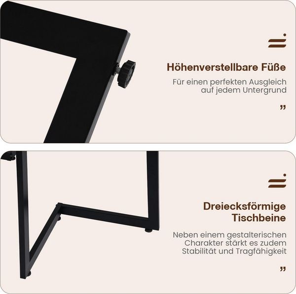 JOIVI Esstisch Esstisch, Küchetisch im Industrial, 68 x 117 x 75 cm (Packung Set, Metall Gestell), Pflegeleicht Weiß&Schwarz
