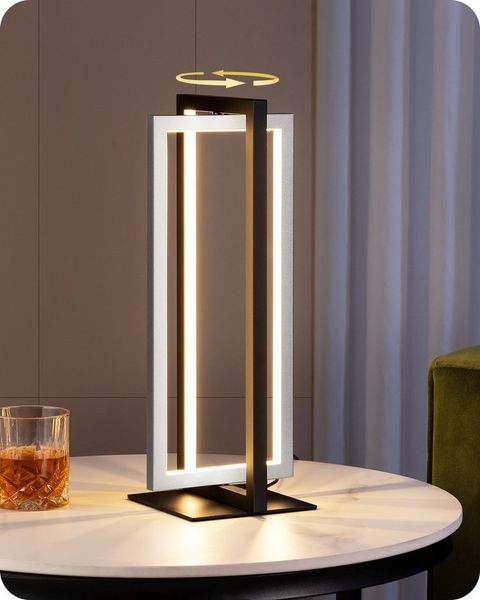 EDISHINE LED Tischleuchte Drehbare, Touch Dimmbare Nachttischlampe, LED fest integriert, 3 Farbtemperaturen (3000K-4500K-6000K), Industrielle Tischlampe aus Metall, für Schlafzimmer, Wohnzimmer