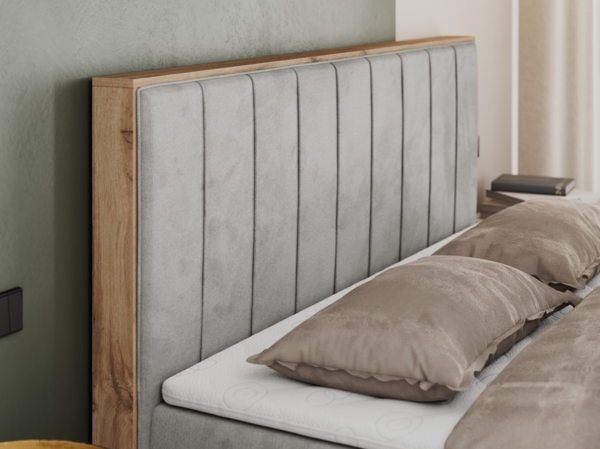 Boxspringbett, Schlafzimmerbett, Bettkasten - BELLISSIMO - 160 x 200 cm - Hellgrau Velvet - H4 Bild 2