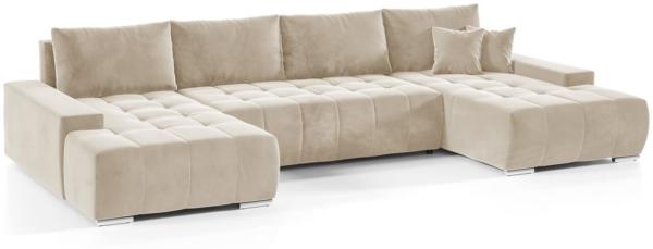 Wohnlandschaft Sofa mit Schlaffunktion VOGAR Stoff Monolith Ecru