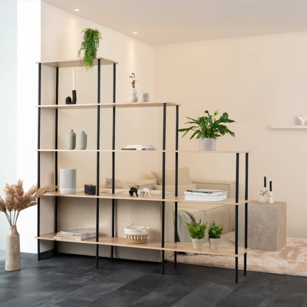 HOME DELUXE Regal INDU Light Oak - (L x B x H): 207 x 35 x 196 cm