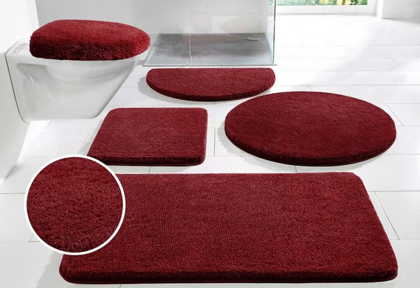 my home Badematte Merida, Badvorleger, Badezimmer Teppich, Höhe 32 mm, rutschhemmend beschichtet, fußbodenheizungsgeeignet, schnell trocknend, strapazierfähig, Kunstfaser, halbrund, Badteppich, Uni Farben, rechteckig, rund & als 2-tlg. Set erhältlich