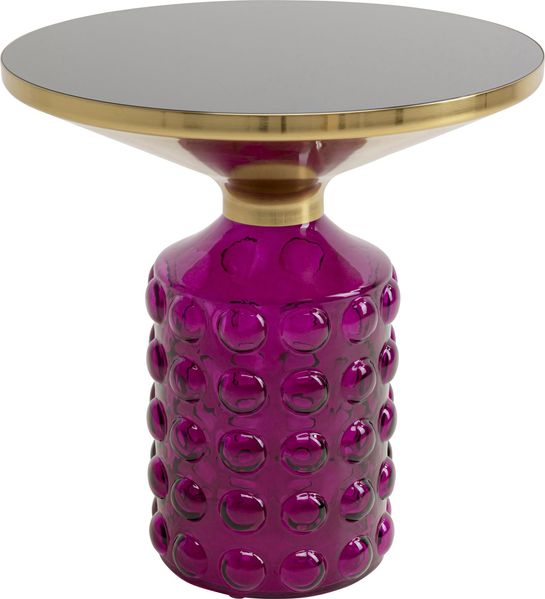 Kare Design Beistelltisch Lola Lila, lila, rund, Durchmesser 35 cm, Glassockel, Couchtisch, Wohnzimmer, Nachttisch