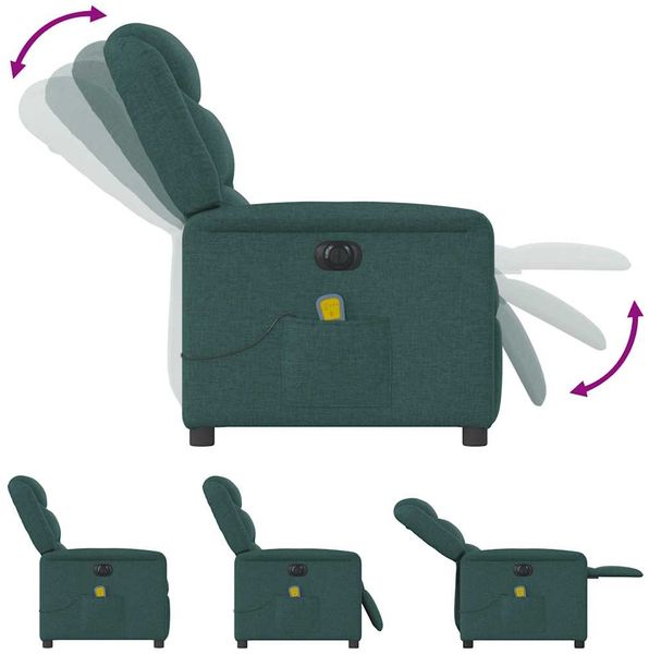 vidaXL Massagesessel Elektrisch Dunkelgrün Stoff 3303190 Bild 9