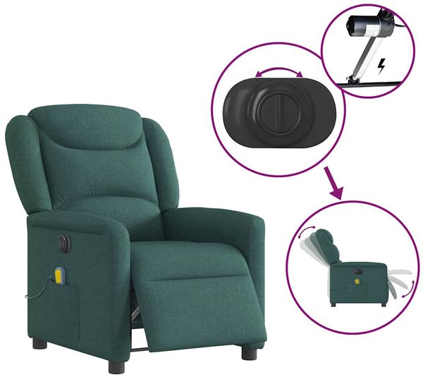 vidaXL Massagesessel Elektrisch Dunkelgrün Stoff 3303190 Bild 8
