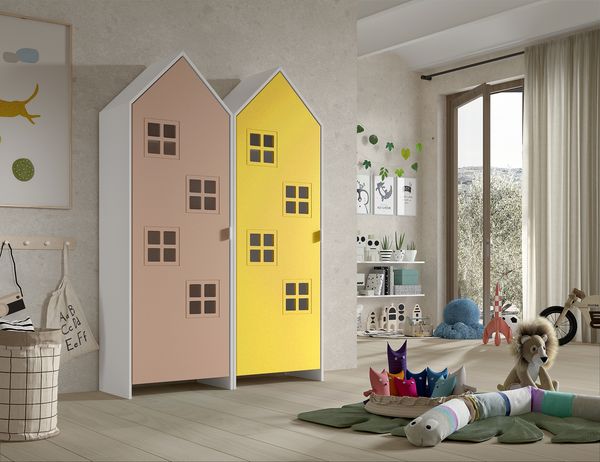 Schrank Casami Bruges 37 x 115,2 x 171,3 cm MDF Rosa Gelb
