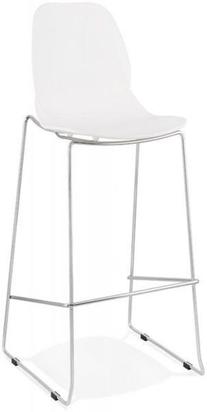 Barhocker BERLIN | Barhocker im Industriestil mit weißem Sitz und verchromten Metallbeinen | 51,5 x 52 x 111 cm Kadima Design