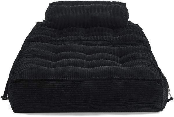 Faltsofa 2-in-1 Cord Bodensessel klappbar, verstellbare Rückenlehne, multifunktional als Gästebett und Loungesessel, Schwarz kompakt 85 x 85 x 85 cm
