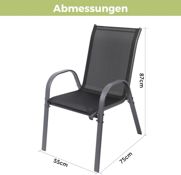 Albatros Gartenstühle 2er Set Kuba – Gartenstühle Stapelbar mit robustem Metallgestell und hoher Belastbarkeit – bequeme Stapelstühle auch als Terrassenstühle oder Balkonstühle Bild 7