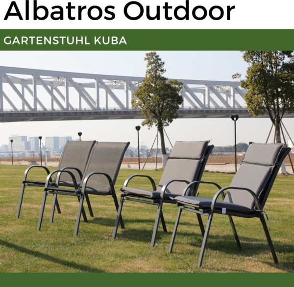 Albatros Gartenstühle 2er Set Kuba – Gartenstühle Stapelbar mit robustem Metallgestell und hoher Belastbarkeit – bequeme Stapelstühle auch als Terrassenstühle oder Balkonstühle Bild 2