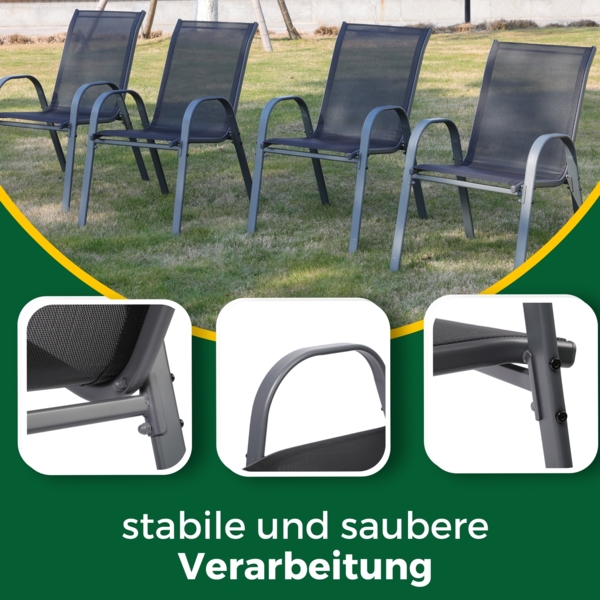 Albatros Gartenstühle 2er Set Kuba – Gartenstühle Stapelbar mit robustem Metallgestell und hoher Belastbarkeit – bequeme Stapelstühle auch als Terrassenstühle oder Balkonstühle Bild 5
