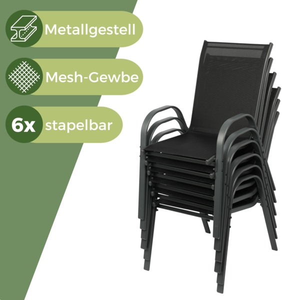 Albatros Gartenstühle 2er Set Kuba – Gartenstühle Stapelbar mit robustem Metallgestell und hoher Belastbarkeit – bequeme Stapelstühle auch als Terrassenstühle oder Balkonstühle Bild 4