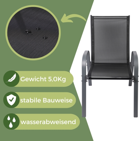 Albatros Gartenstühle 2er Set Kuba – Gartenstühle Stapelbar mit robustem Metallgestell und hoher Belastbarkeit – bequeme Stapelstühle auch als Terrassenstühle oder Balkonstühle Bild 3