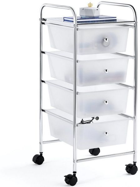 Yaheetech Beistellwagen, Rollwagen mit Schubladen und Metallgestell, 32 x 36,5 x 77 cm