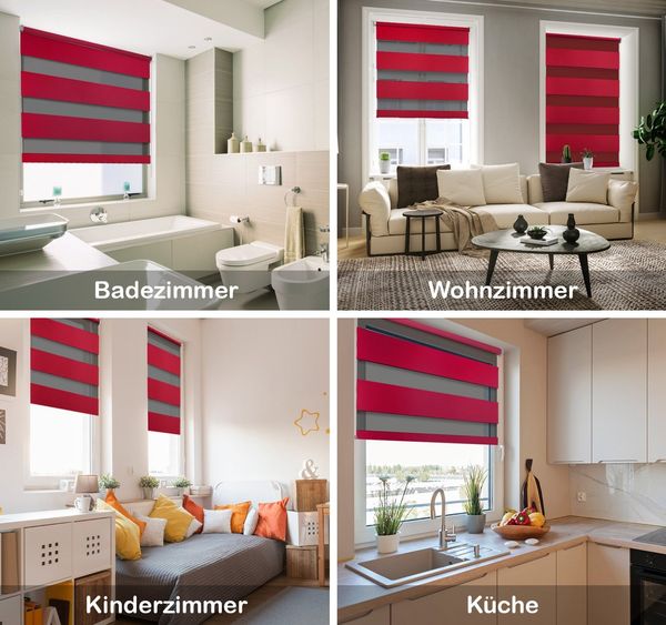 Doppelrollo "Metallic" Rollo Klemmfix-Halterung, DomDeco, Klemm- oder Schraubmontage, Klemmbar, Kettenzug, ohne Bohren, Sicht- und Blendschutz