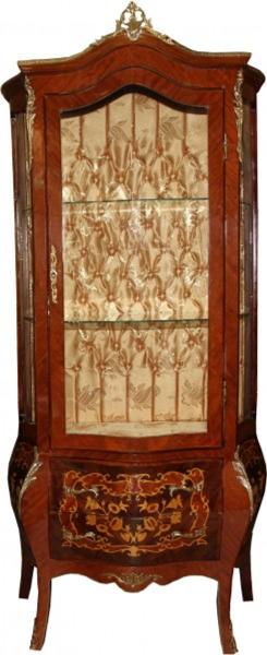 Casa Padrino Barock Vitrine Model Mahagoni Braun/Gold H 180 cm, B 88 cm - Vitrinenschrank - Wohnzimmerschrank
