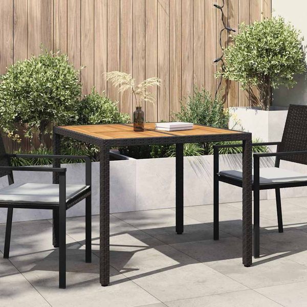 vidaXL Gartentisch Schwarz 90 x 90 x 75 cm Poly-Rattan 362537