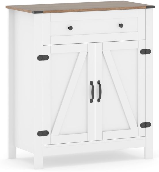 Landhaus-Sideboard mit Türen & Schublade & verstellbarem Regal Buffetschrank Küchenschrank