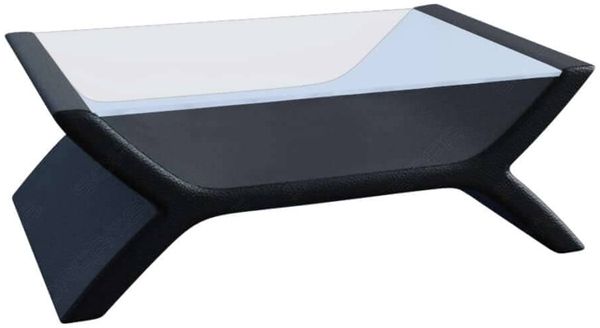 Couchtisch Calabria – Leder Design - Büffelleder - Grau-Schwarz