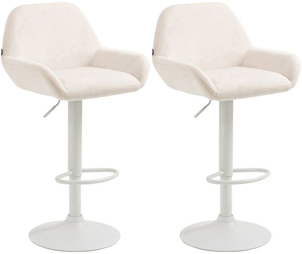 2er Set Barhocker Braga Samt weiß creme
