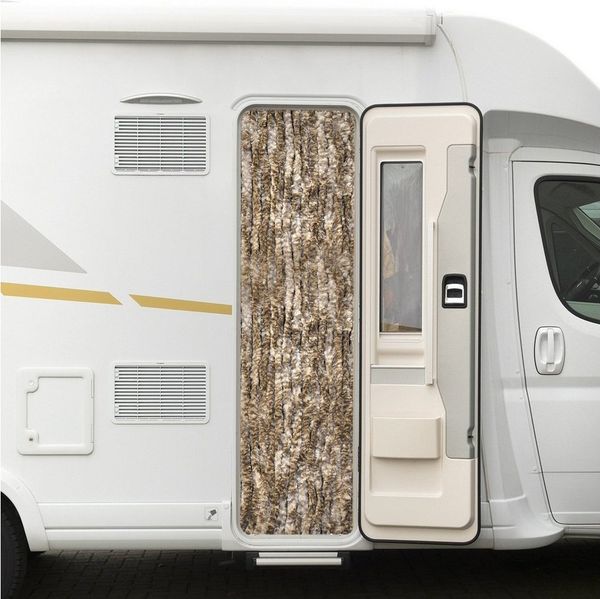 Moritz Flauschvorhang aus Chenille 56 x 185 cm braun beige meliert Türvorhang als Fliegenschutz Insektenschutz für Camping Wohnwagen