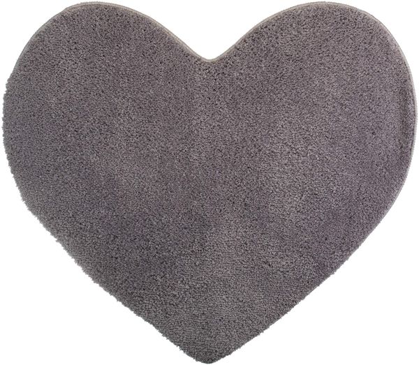 Brandsseller Herz Badematte 70x80 cm Badteppich Badvorleger Badezimmerteppich Duschvorleger Grau