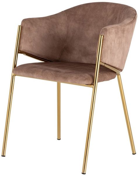 riess-ambiente Esszimmerstuhl NOBLESSE champagner beige/gold - Samt, Metallgestell, Retro, Armlehnen (Einzelartikel, 1 St), halbrunder Stuhl - ideal für Küche, Ess-, Arbeits-. Wohnzimmer & Büro